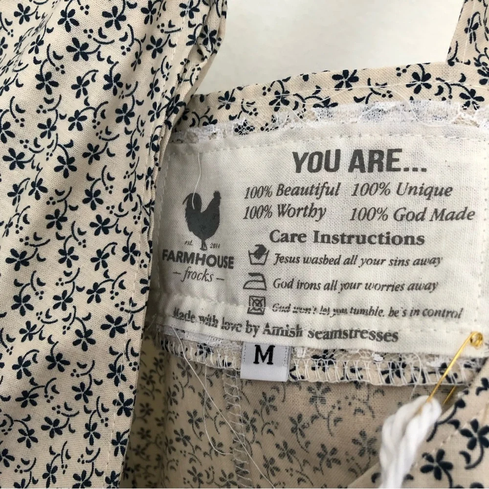 Farmhouse Frocks Overalls Floral Md Relaxed Tapered Bib Handmade Amish Romper - Picture 7 of 7